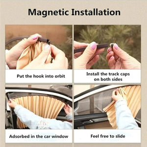 SlidenShade Universal Magnetic Car Curtain (4pcs Car Curtain) 2 Front Row+ 2 Back Row
